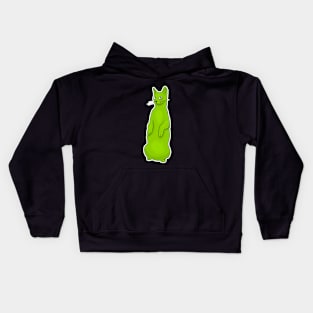 Green Cat Standing Up Kids Hoodie